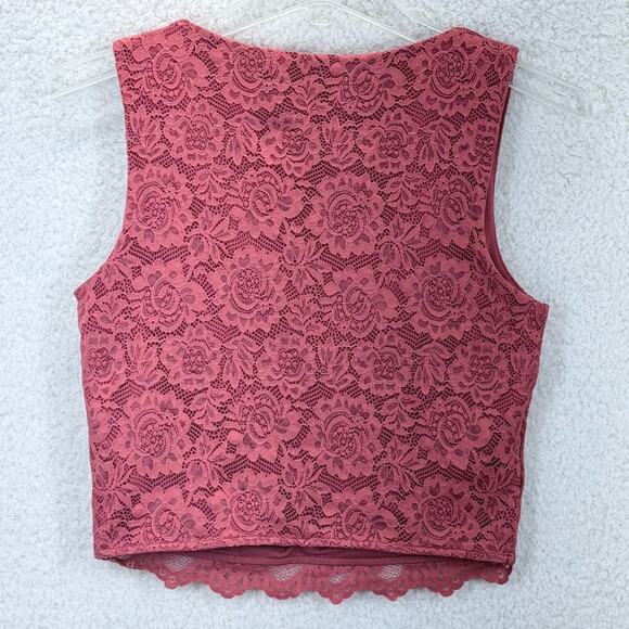 Reoria Lace Trim Top Women Sze M V Neck Sleeveless Crop Top Floral Y2K Going Out - Picture 3 of 11